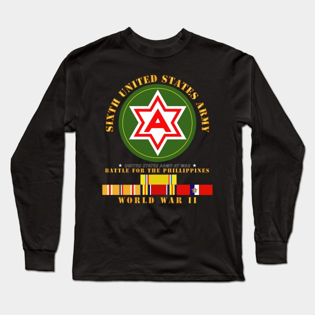 6th United States Army - Battle of Phil - WWII w PAC SVC Long Sleeve T-Shirt by twix123844